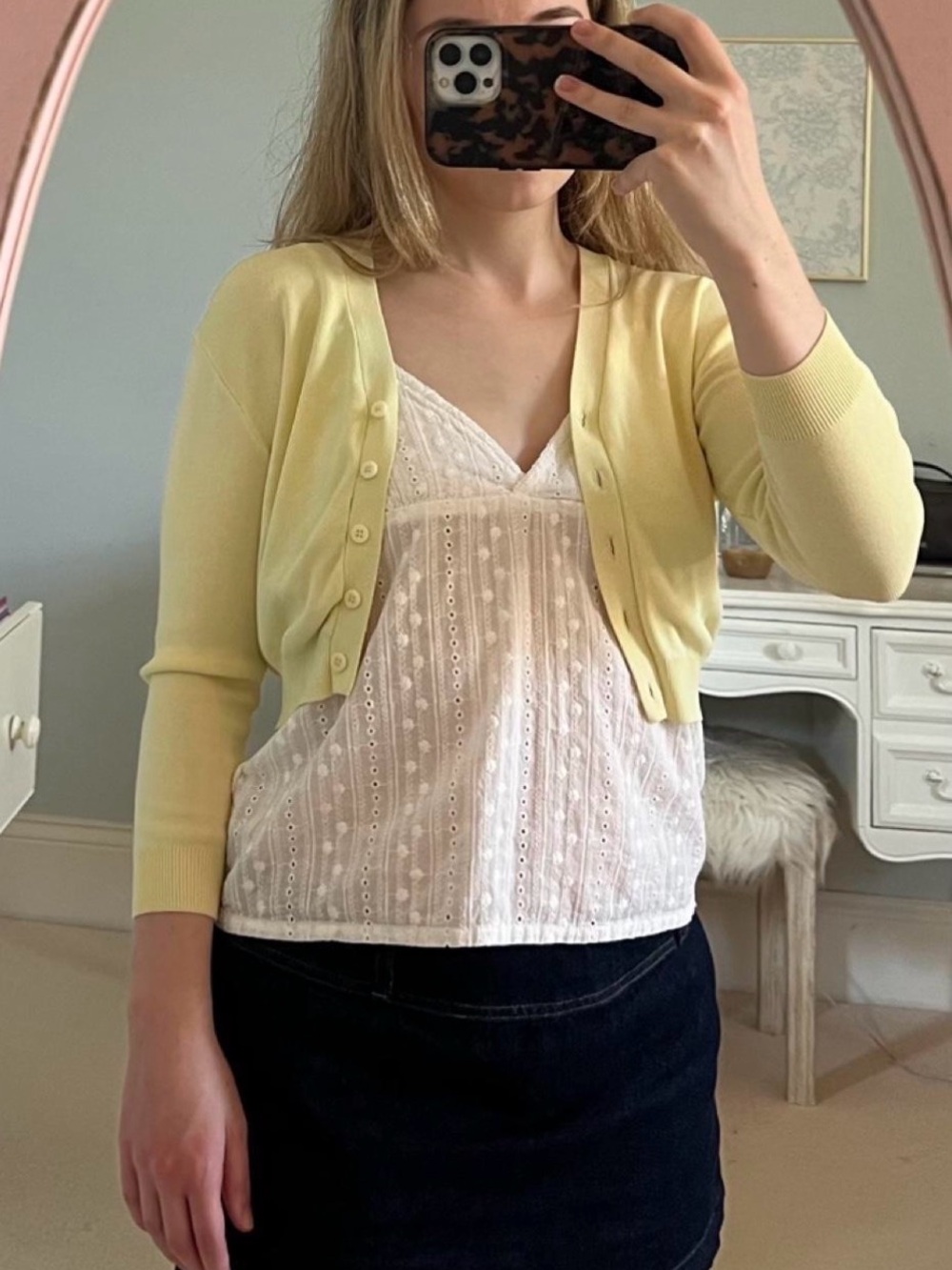 Yellow Crop Cardigan Sweater